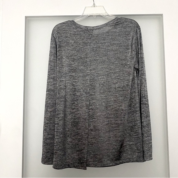 T by Alexander Wang heathered gray long sleeve metallic split back top XS - Picture 2 of 7